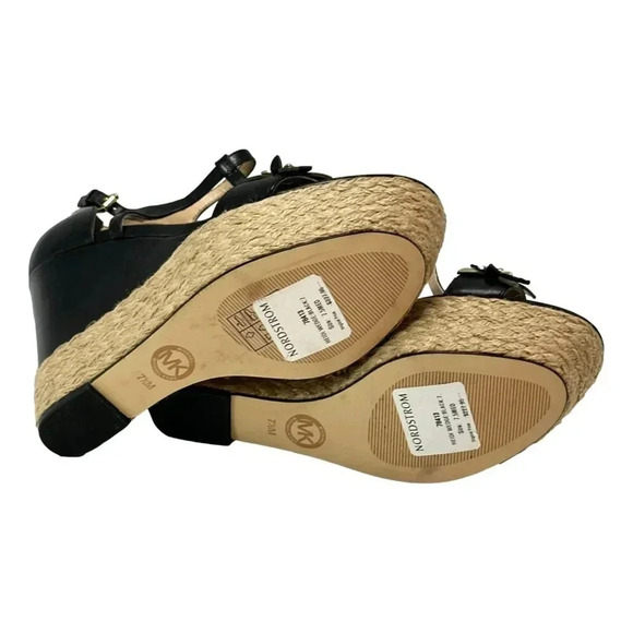 Michael Kors Heidi Womans Shoes Size 7.5 M Wedge Black Gold Juet Platform - Picture 9 of 10